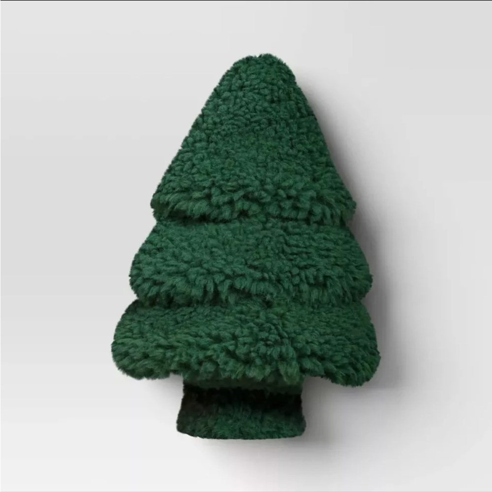 Target 2023 Sherpa Shaped Faux Fur Green Christmas Tree Pillow - Threshold NWT
